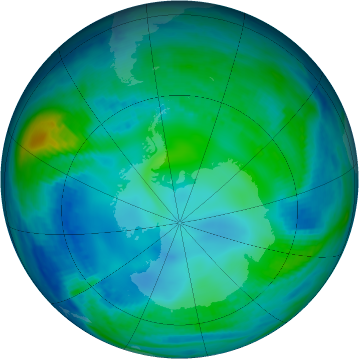Antarctic ozone map for 16 May 1999